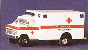 Trident Miniatures 90191 HO Scale Chevrolet Ambulance - Emergency -- German Red Cross (DRK); Fulda, Hesse (white, Red Stripe & Crosses)