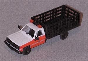Trident Miniatures 90198 HO Scale Chevrolet Stake Trucks - Emergency - Fire Vehicles -- Fire Department of New York (FDNY) (Cab: red, white; Truckbed: black)