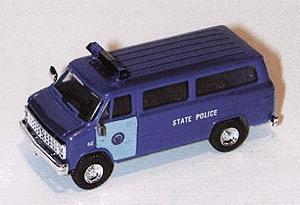 Trident Miniatures 90201 HO Scale Chevrolet Van - Emergency - Police Vehicles -- Massachusetts State Police (blue, Light Blue Door)
