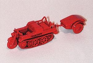 Trident Miniatures 90204 HO Scale NSU HK-101 Half-Track Motorcycle with Trailer - Emergency - Fire Vehicles -- Fire Department (German Lettering, red)