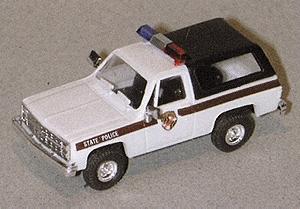 Trident Miniatures 90207 HO Scale Chevrolet Blazer - Emergency - Police Vehicles -- Maryland State Police (white, Brown Stripe, Black Bed Cover)