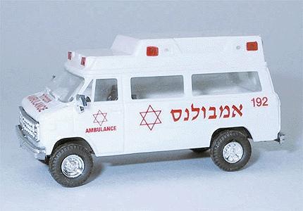 Trident Miniatures 90223 HO Scale Chevrolet Ambulances - Emergency -- Israeli (white, red)