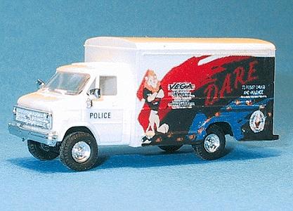 Trident Miniatures 90238 HO Scale Chevrolet Box Van - Emergency - Police Vehicles -- Metro Police - Drug Abuse Resistance Education Unit (DARE Lion, Etc. Graphics)