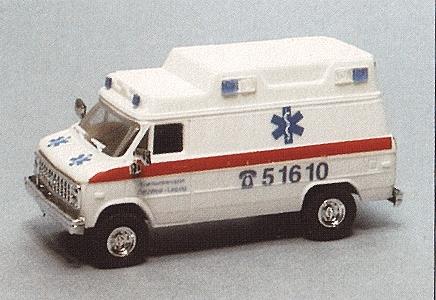 Trident Miniatures 90291 HO Scale Chevrolet Van - Emergency - Ambulances -- Krankentransport (Patient Transport) - Leipzig, Germany
