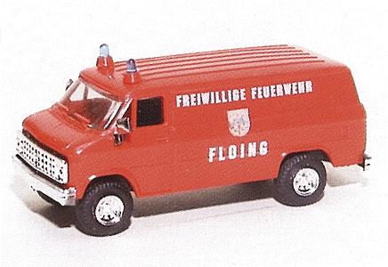 Trident Miniatures 90294 HO Scale Chevrolet Van - Emergency - Fire Vehicles -- Volunteer Fire Fighters (FFW) - Floing, Austria (red, White German Lettering)