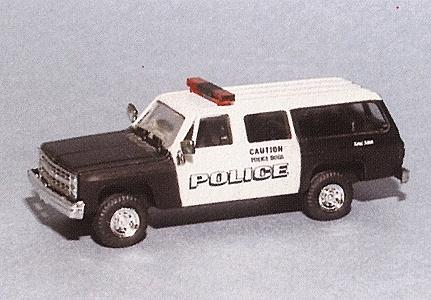 Trident Miniatures 90302 HO Scale Chevrolet Suburban - Emergency - Police Vehicles -- Canine (K-9) Unit (black, white; white "Caution Police Dogs" Lettering)