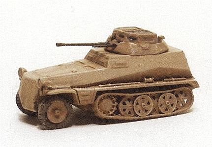 Trident Miniatures 90306 HO Scale Military - Former German Army WWII - SdKfz 250 Series Half-Tracks (Plastic) -- 250/9 Armored Personnel Carrier - Recoinnaissance Unit with Self-Propelled Gun