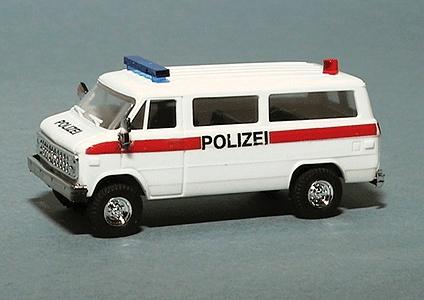 Trident Miniatures 90310 HO Scale Chevrolet Van - Emergency - Police Vehicles -- Zurich, Switzerland Police (blue, white; German Lettering)