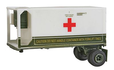 Trident Miniatures 90362 HO Scale US/NATO MILVAN Container Single-Axle Chassis with 20' Container -- Medical Corps Refrigerated Container