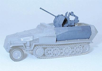 Trident Miniatures 96026 HO Scale Military - Former German Army WWII - SdKfz 251 Half-Track Conversion -- 2cm Anti-Aircraft Cannon for SdKfz 251/17