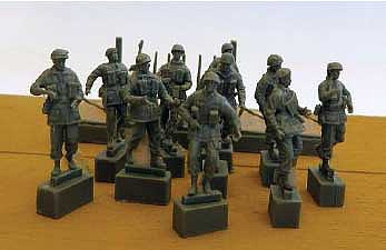 Trident Miniatures 96601 HO Scale Marching British Paratroopers -- Unpainted Cast Resin pkg(10)