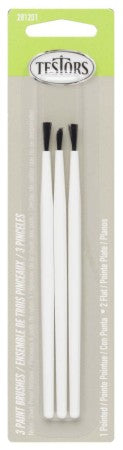 Testors 281201 2 Flat & 1 Pointed Brushes (6cd/Bx)