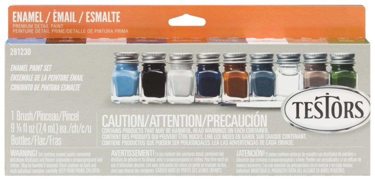 Testors 281230 Military Flat Enamel Paint Set (8 Colors & Thinner)