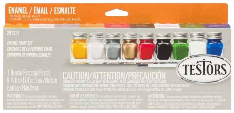 Testors 281231 Promotional Enamel Paint Set (8 Colors & Thinner)