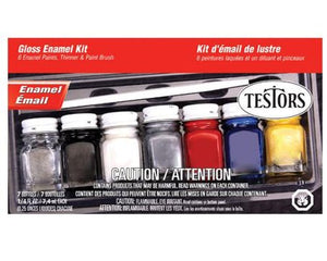 Testors 9115 Hobby & Home Gloss Enamel Paint Set (6 Colors & Thinner)