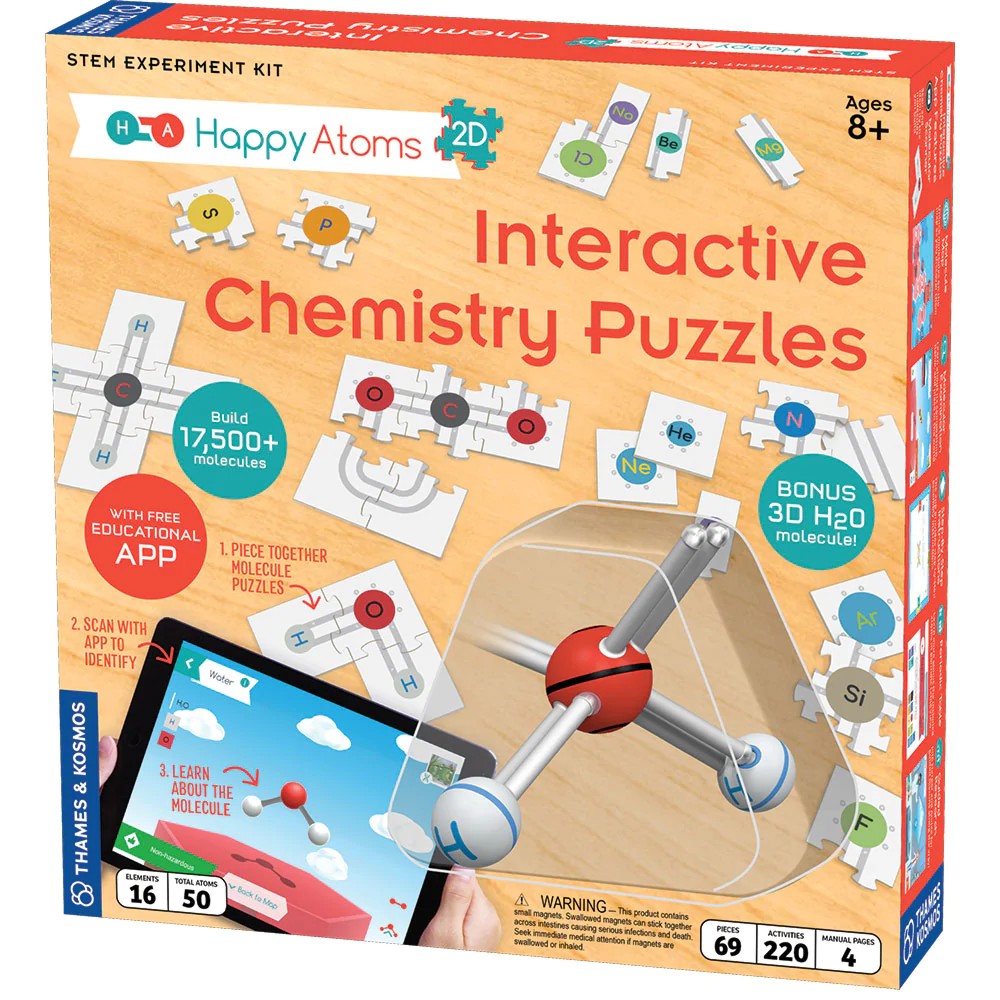 Thames & Kosmos 585005 Happy Atoms 2D Interactive Chemistry Puzzles STEM Experiment Kit