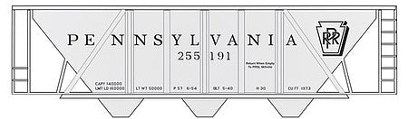 Tichy Trains 10003O O Scale Railroad Decal Set -- Pennsylvania Railroad H-30 Covered Hopper (gray Car w/Shadow Keystone, Roman