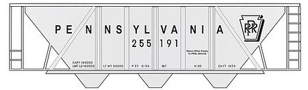 Tichy Trains 100046 HO Scale Railroad Decal Set 6 Pack -- Pennsylvania Railroad H-30 Covered Hopper (gray Car w/Shadow Keystone, Gothi