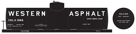 Tichy Trains 10013N N Scale Railroad Decal Set -- Western Asphalt 10,000-Gallon Tank Car