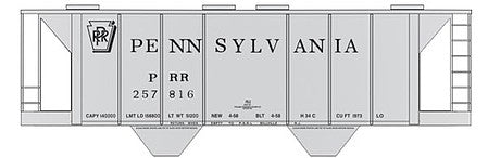 Tichy Trains 10016O O Scale Railroad Decal Set -- Pennsylvania Railroad H34C Covered Hopper (gray Car w/Shadow Keystone)