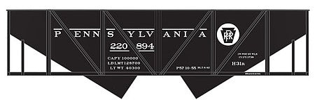 Tichy Trains 10017N6 N Scale Railroad Decal Set 6-Pack -- Pennsylvania Railroad Class H-31B Covered Hopper