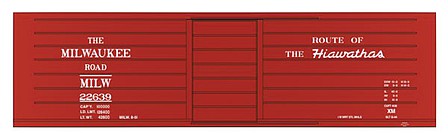 Tichy Trains 100216 HO Scale Railroad Decal Set 6-Pack -- Milwaukee Road Ribbed-Side Boxcar w/Hiawathas Slogan