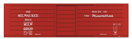 Tichy Trains 10021 HO Scale Railroad Decal Set -- Milwaukee Road Ribbed-Side Boxcar w/Hiawathas Slogan