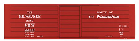 Tichy Trains 10021O O Scale Railroad Decal Set -- Milwaukee Road Ribbed-Side Boxcar w/Hiawathas Slogan