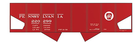 Tichy Trains 100256 HO Scale Railroad Decal Set 6-Pack -- Pennsylvania Railroad GLd USRA 2-Bay Open Hopper (Tuscan Car w/Circle Keystone
