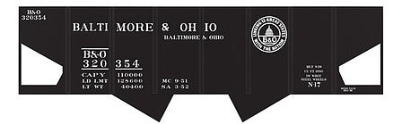 Tichy Trains 100266 HO Scale Railroad Decal Set 6-Pack -- Baltimore & Ohio Class N17 USRA Hopper