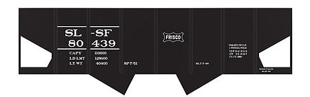 Tichy Trains 10030O6 O Scale Railroad Decal Set 6-Pack -- St. Louis-San Francisco USRA 2-Bay Hopper (Small Stencil Frisco Logo)