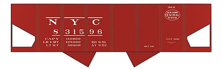 Tichy Trains 10032O O Scale Railroad Decal Set -- New York Central USRA 2-Bay Hopper (System Logo)