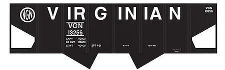 Tichy Trains 100346 HO Scale Railroad Decal Set 6-Pack -- Virginian USRA 2-Bay Hopper (Billboard Lettering)