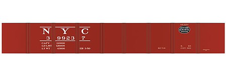 Tichy Trains 10038N6 N Scale Railroad Decal Set 6-Pack -- New York Central 42' Drop-Bottom Gondola (System Logo)