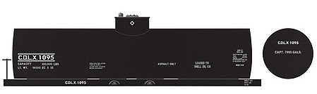 Tichy Trains 10039S S Scale Railroad Decal Set -- CDLX 8,000-Gallon Asphalt Tank Car
