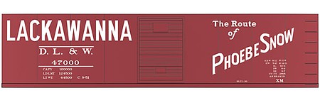 Tichy Trains 10057N N Scale Railroad Decal Set -- Delaware, Lackawanna & Western 40' Boxcar (Billboard Lettering & Phoebe Snow
