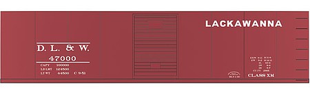 Tichy Trains 10058 HO Scale Railroad Decal Set -- Delaware, Lackawanna & Western 40' Steel Boxcar (1950s No Slogan)