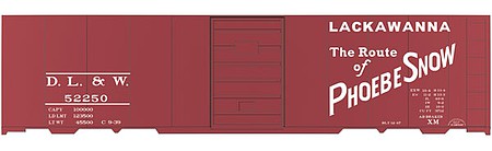 Tichy Trains 10059S S Scale Railroad Decal Set -- Delaware, Lackawanna & Western 40' Steel Single-Door Boxcar (1939 Phoebe Sno
