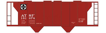 Tichy Trains 10068O O Scale Railroad Decal Set -- Santa Fe Class GA-67 2-Bay Covered Hopper