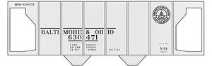 Tichy Trains 10069 HO Scale Railroad Decal Set -- Baltimore & Ohio Class N-34 2-Bay Covered Hopper (13 States Logo)