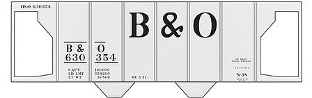 Tichy Trains 10070O O Scale Railroad Decal Set -- Baltimore & Ohio Class N-38 2-Bay Covered Hopper (Large B&O)