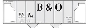 Tichy Trains 10070O O Scale Railroad Decal Set -- Baltimore & Ohio Class N-38 2-Bay Covered Hopper (Large B&O)