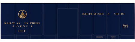Tichy Trains 10071O O Scale Railroad Decal Set -- Baltimore & Ohio REA Class M-15 Express Boxcar (blue car)