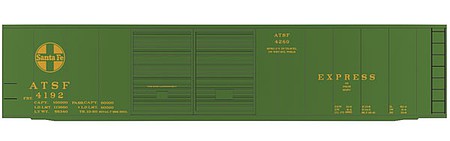 Tichy Trains 10072 HO Scale Railroad Decal Set -- Santa Fe 50' Express Boxcar (green car)