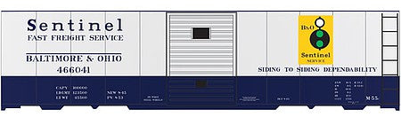 Tichy Trains 10074O O Scale Railroad Decal Set -- Baltimore & Ohio Class M55c 40' Boxcar (Sentinel, silver & blue car)