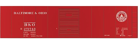 Tichy Trains 10076 HO Scale Railroad Decal Set -- Baltimore & Ohio Class M26c 40' Boxcar (13 States Logo)