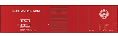 Tichy Trains 10076O O Scale Railroad Decal Set -- Baltimore & Ohio Class M26c 40' Boxcar (13 States Logo)