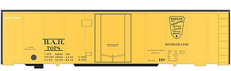 Tichy Trains 10078 HO Scale Railroad Decal Set -- Bangor & Aroostook 40' Steel Ice Reefer (yellow car)