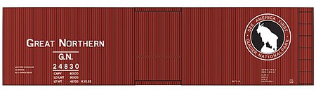 Tichy Trains 10082S S Scale Railroad Decal Set -- Great Northern 40' Double-Sheathed Wood Boxcar (Glacier Park Logo)