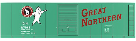 Tichy Trains 10085 HO Scale Railroad Decal Set -- Great Northern 40' Steel Boxcar (Jade Green Car, Standing Rocky)
